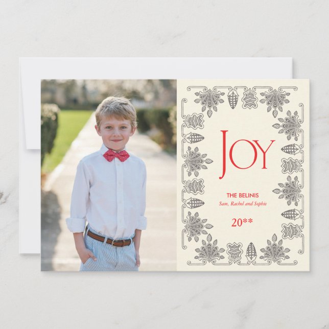 Elegant Vintage Border Holiday Vertical Photo Card (Front)