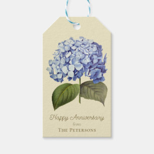 Elegant Vintage Botanical Blue Hydrangea Flower Gift Tags