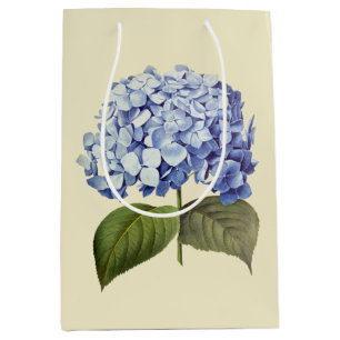Elegant Vintage Botanical Blue Hydrangea Flower Medium Gift Bag