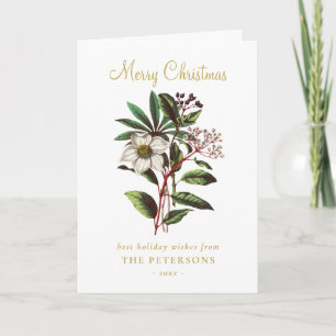 Elegant Vintage Botanical Christmas Rose Flower Card