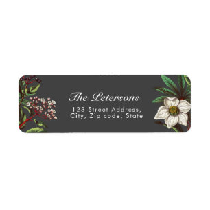 Elegant Vintage Botanical Christmas Rose Flower Return Address Label