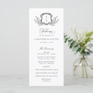 Elegant Vintage Botanical Crest Wedding Program