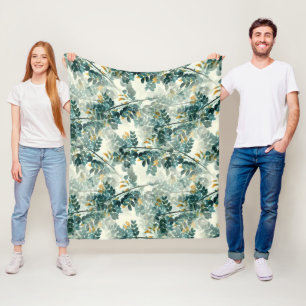 Elegant Vintage Botanical Floral Illustration Fleece Blanket