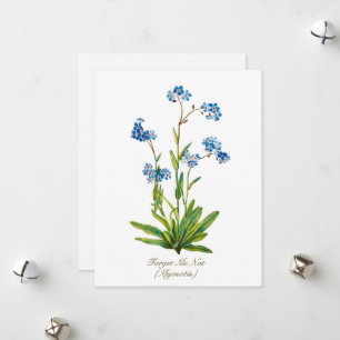 Elegant Vintage Botanical Forget Me Not Flower Holiday Card