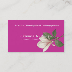elegant, vintage botanical magnolia flower pink business card