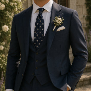 Elegant Vintage Botanical Micro Floral Tie