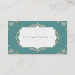 Elegant Vintage Botanical Teal and Beige Business Card