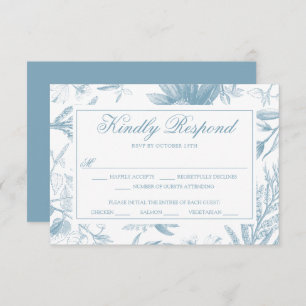 Elegant Vintage Botanical Wedding RSVP Card