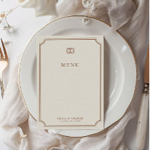 Elegant Vintage Brown &amp; Ecru Classic Wedding Menu