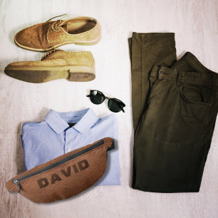 Elegant Vintage Brown Faux Leather Personalised Bum Bags