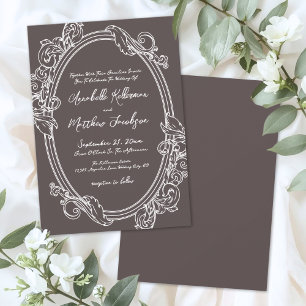 Elegant Vintage Brown Wedding Invitation