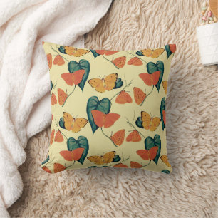 Elegant Vintage Butterflies and Leaves Pattern   Cushion