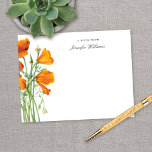 Elegant Vintage California Poppy Floral w/ Name Card<br><div class="desc">This lovely personalised note card design features a vintage illustration of California Golden Poppies and simple yet elegant typography. This design makes a wonderful birthday,  mother's day,  or holiday gift for anyone!</div>
