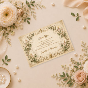 Elegant Vintage Calla Lily Wedding Thank You Card