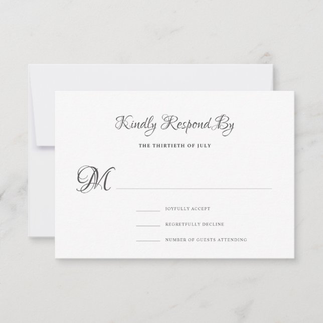 Elegant vintage calligraphy formal wedding RSVP card (Front)