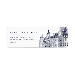 Elegant Vintage Castle Illustration Wedding Return Address Label