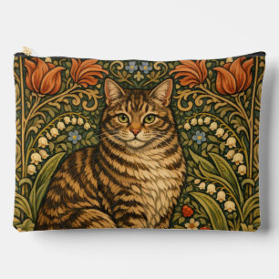 Elegant vintage cat floral botanical accessory pouch