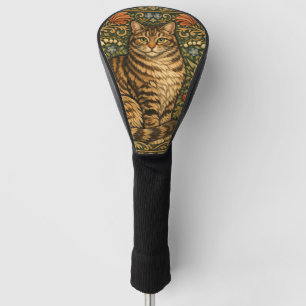 Elegant vintage cat floral botanical golf head cover