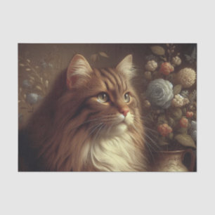 Elegant Vintage Cat  Portrait Decoupage Tissue Paper