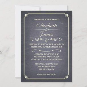 Elegant Vintage Chalkboard Wedding Invitations