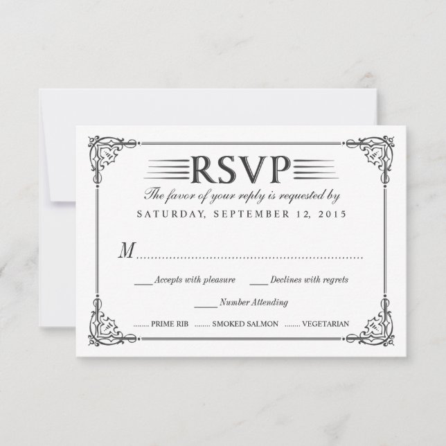 Elegant Vintage Chalkboard Wedding Reply Cards (Front)