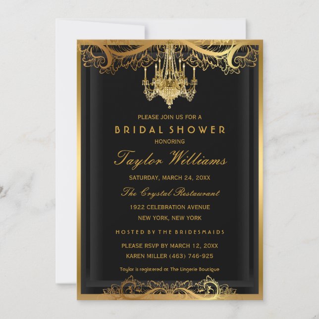 Elegant Vintage Chandelier Bridal Shower Invite (Front)