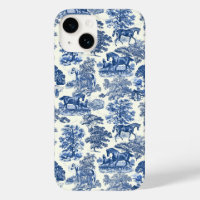 Elegant Vintage Chic Blue Horse Toile