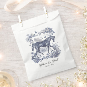 Elegant Vintage Chic Blue Horse Toile Wedding Favour Bag
