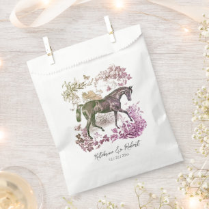Elegant Vintage Chic Dark Horse Toile Wedding Favour Bag