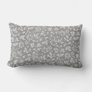 Elegant Vintage Chic French Gray Floral Pattern Lumbar Cushion