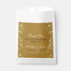 Elegant Vintage Chic Gold Floral Library Wedding Favour Bag
