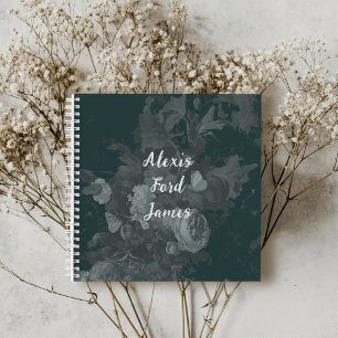 Elegant Vintage Chic Still Life Green Grey Floral Notebook