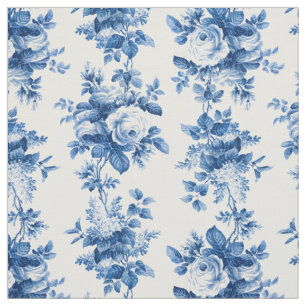 Elegant Vintage China Blue Roses Fabric