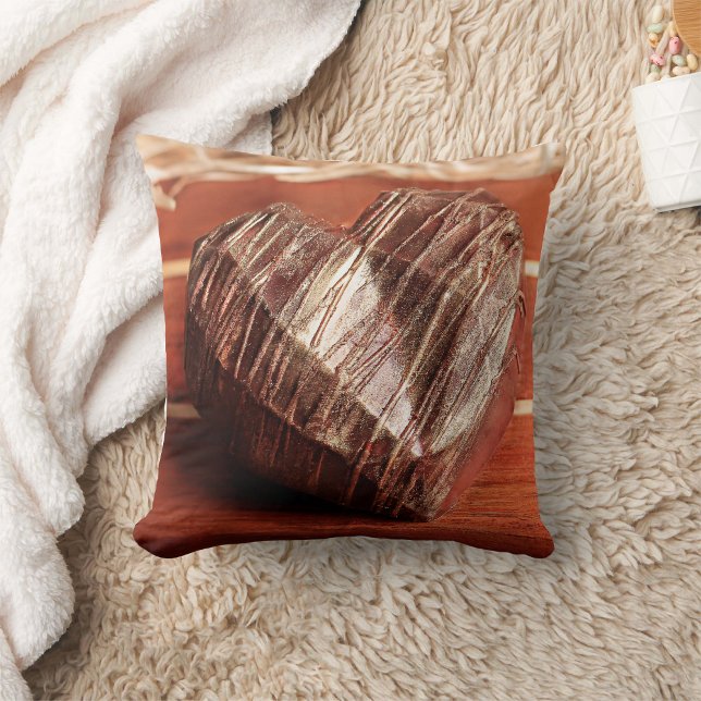 Elegant Vintage Chocolate heart Throw pillow  (Creator Uploaded)
