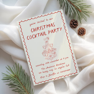 Elegant Vintage Christmas Cocktail Party Invitation