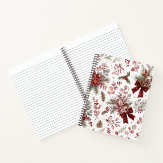 Elegant Vintage Christmas Floral Pattern Notebook