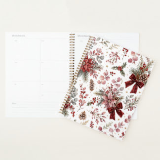 Elegant Vintage Christmas Floral Pattern Planner
