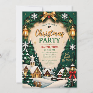 Elegant Vintage Christmas Party Holiday Invitation