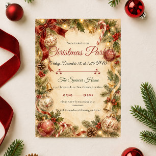 Elegant Vintage Christmas Party Invitation