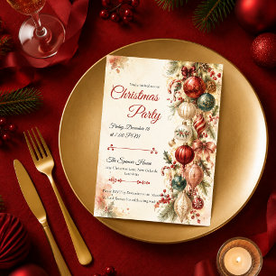 Elegant Vintage Christmas Party Invitation