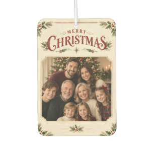 Elegant Vintage Christmas Photo, Retro Frame style Car Air Freshener