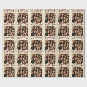 Elegant Vintage Christmas Photo, Retro Frame style Wrapping Paper