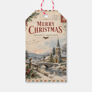 Elegant Vintage Christmas , Retro Postcard style Gift Tags