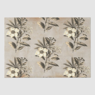 Elegant Vintage Christmas Roses Beige Kraft Tissue Paper