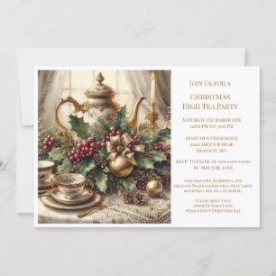 Elegant Vintage Christmas Tea Party   Invitation