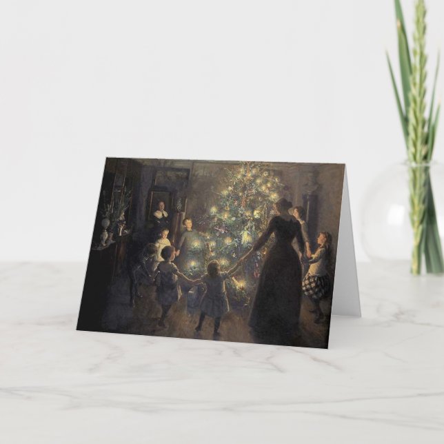 Elegant Vintage Christmas Tree Card (Front)