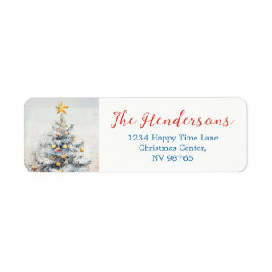 Elegant Vintage Christmas Tree Return Address Label
