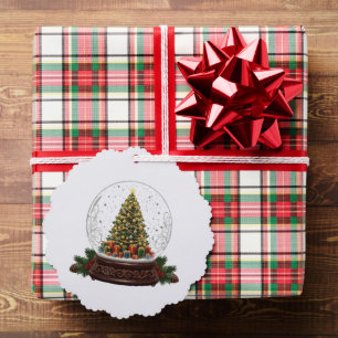 Elegant Vintage Christmas Tree Snow Globe Decoration Card