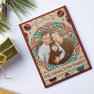 Elegant Vintage Christmas Whimsy Family Photo Holiday Card