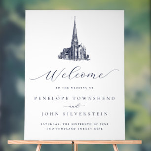 Elegant Vintage Church Wedding Welcome Acrylic Sign